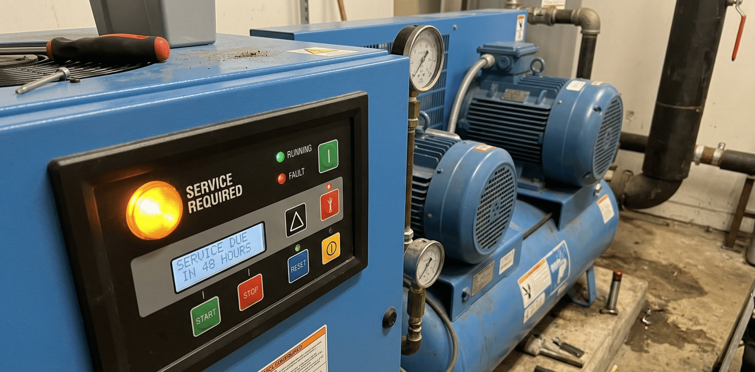 Example of service light on compressor