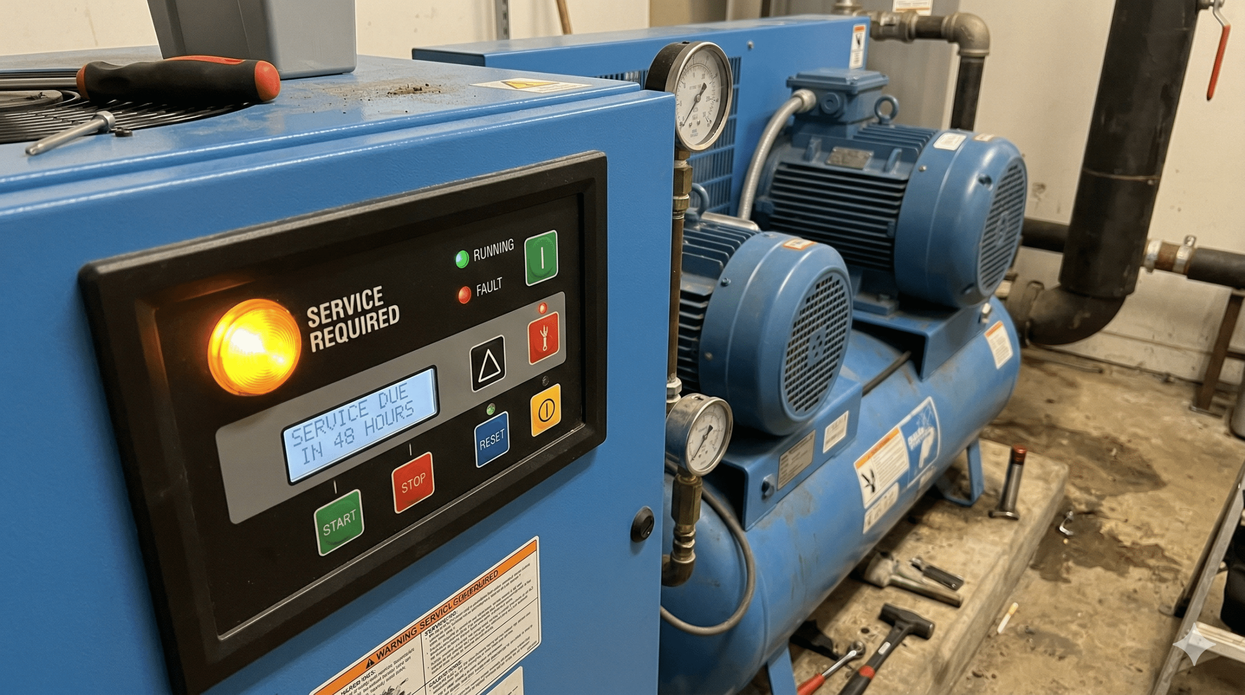 Example of service light on compressor