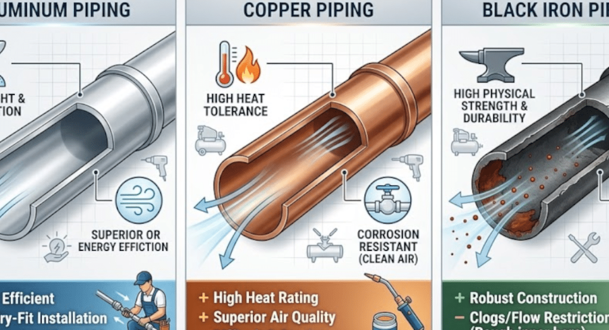 Aluminum vs Copper vs Iron Air Piping